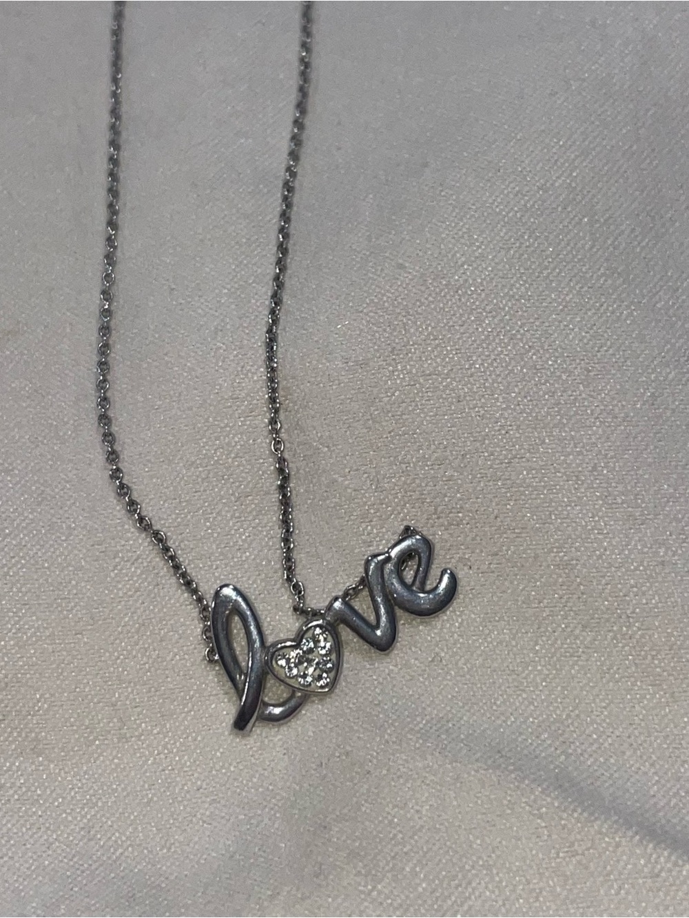 Sterling Silver 'Love' Pendant Necklace with Heart Accent